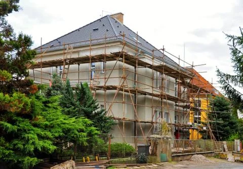 Scaffolding on the house Stock Photos