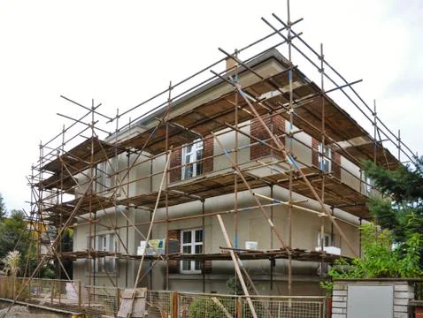 Scaffolding on the house Stock Photos
