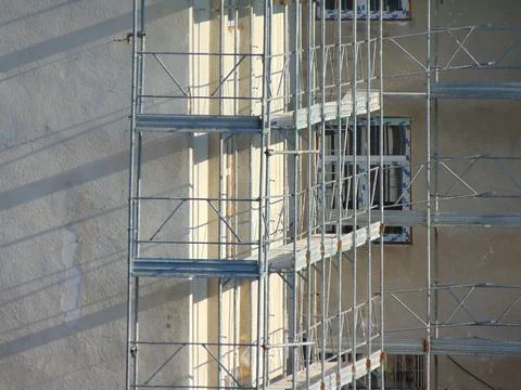 Scaffolding mounted on a building Foto stock