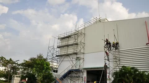 Scaffolding moving in factory Stock-Footage 20472695