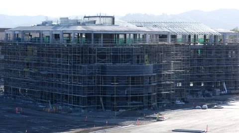 SCAFFOLDING ON NEW BUILDING 4K Stock Footage 40429712