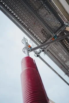 Scaffolding Pole Stabilizing the Construction Side Scaffold Stock Photos