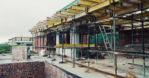 Scaffolding, property and architecture for construction site, development Stock Footage 336792837