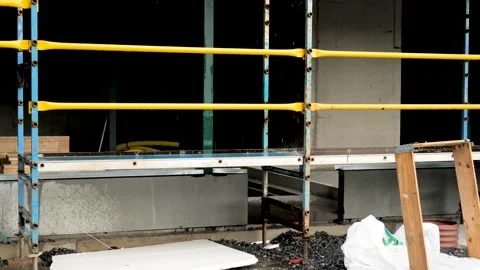 Scaffolding in the rain Video stock 154553851