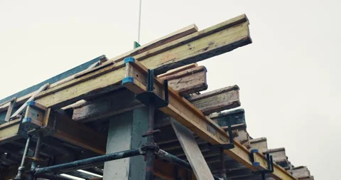 Scaffolding, structure and real estate for construction site, development Stock Footage 336795560