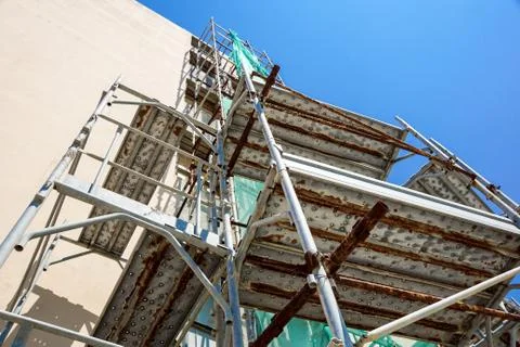 Scaffolding system in construction. scaffolding on a construction site Stock Photos