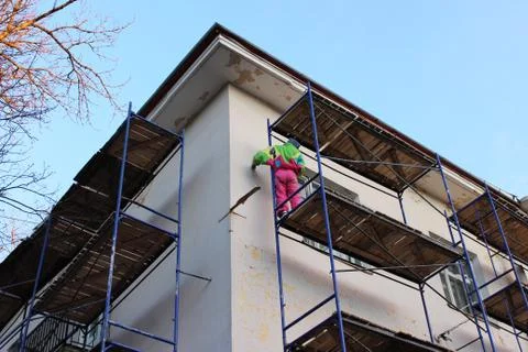 Scaffolding used as the temporary structure to support platform, form work and Stock Photos