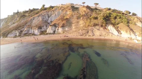 Scala dei Turchi Aerial video of the beach Video stock 43083053