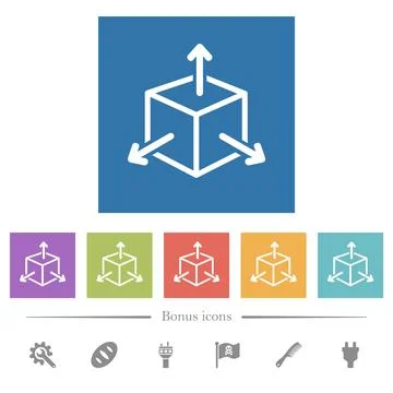 Scalability flat white icons in square backgrounds Stock Illustration