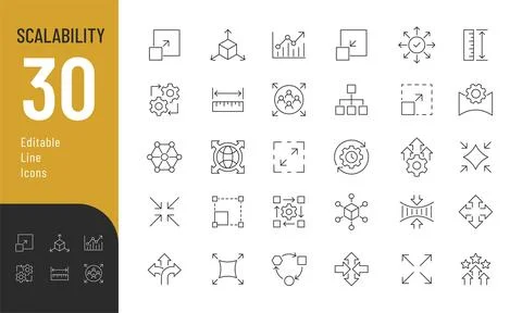 Scalability Line Editable Icons set. Stock Illustration