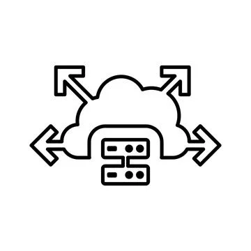 Scalability, server, cloud computing icon Outline vector.. Stock Illustration