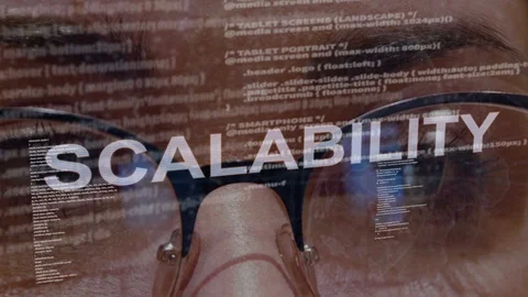Scalability text on female software developer Stock Footage 108042772