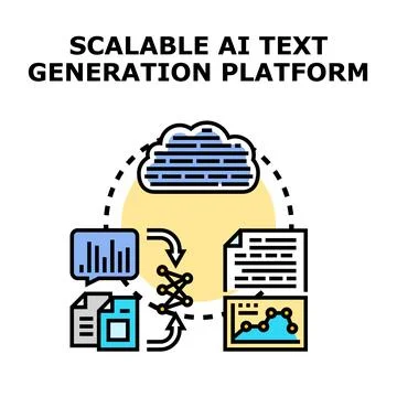Scalable ai text generation platform concept illustration Stock Illustration