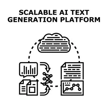 Scalable ai text generation platform concept illustration Stock Illustration