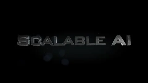 Scalable AI title 3D metal text on black alpha channel background Stock Footage 301266002