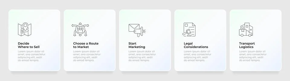 Scalable business growth framework feature cards layout Stockillustratie