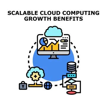Scalable cloud computing system benefits and data management 스톡 일러스트