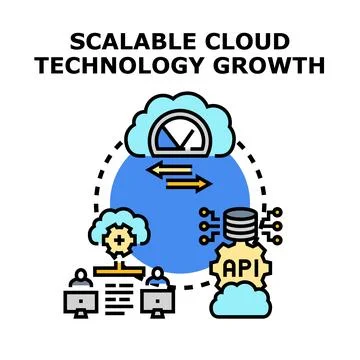Scalable cloud technology growth and data management 스톡 일러스트