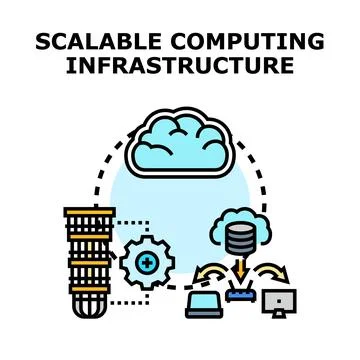 Scalable computing infrastructure developing cloud systems and data managemen Stock Illustration