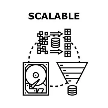 Scalable data processing and storage concept Stockillustratie