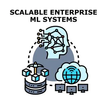 Scalable enterprise ml systems architecture concept Illustrazione stock