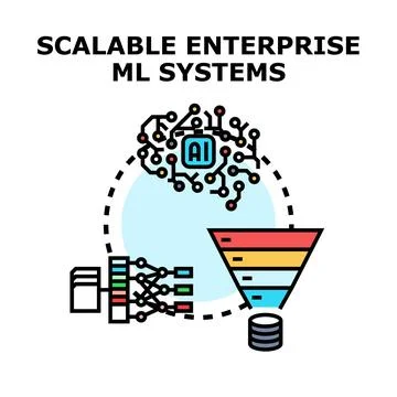 Scalable enterprise ml systems data processing concept illustration 스톡 일러스트