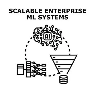 Scalable enterprise ml systems data processing concept illustration Stock Illustration