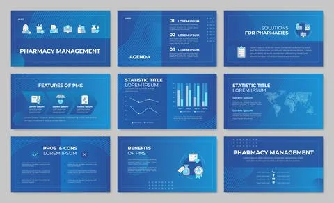 Scalable healthtech assets presentation template set Stock Illustration