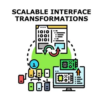 Scalable interface transformations developing system architecture Ilustração Stock