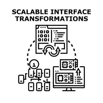 Scalable interface transformations developing system architecture Stock Illustration