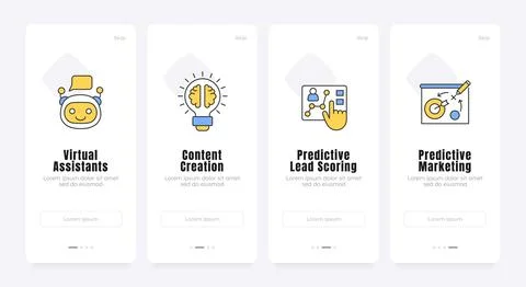 Scalable machine learning utilities onboarding screens Illustrazione stock