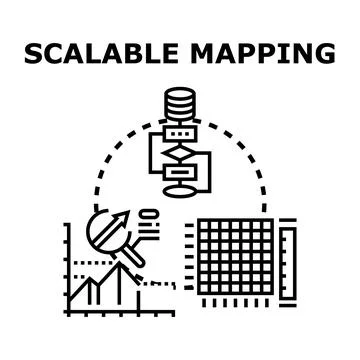 Scalable mapping concept in data processing and analysis Stock Illustration