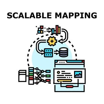 Scalable mapping concept for data processing analysis Stock Illustration