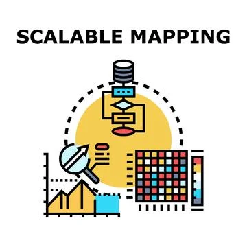 Scalable mapping concept in data processing and analysis Stock Illustration