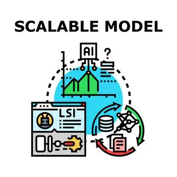 Scalable model achieving artificial intelligence and data processing Stock Illustration