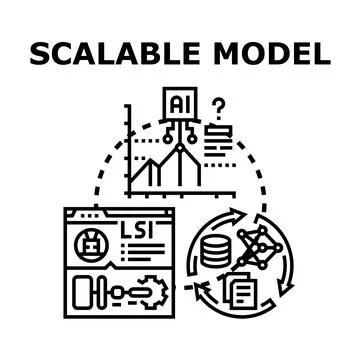 Scalable model achieving artificial intelligence and data processing Stock Illustration