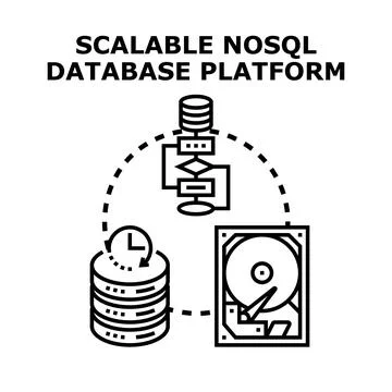 Scalable nosql database platform data storage concept Stock Illustration