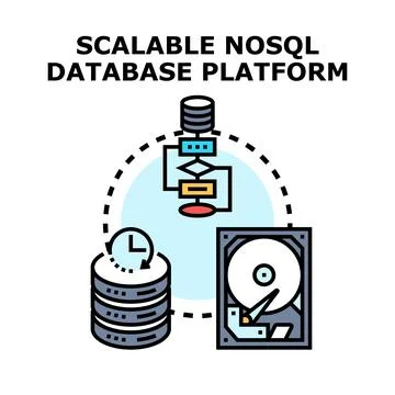 Scalable nosql database platform data storage concept Stock Illustration