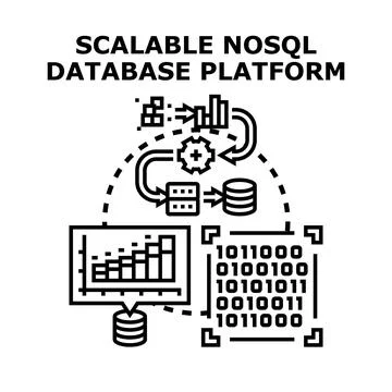 Scalable nosql database platform managing big data architecture Illustrazione stock