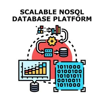 Scalable nosql database platform managing big data architecture Stock Illustration