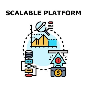 Scalable platform concept adapting business growth and data analysis Stock Illustration