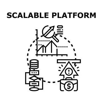 Scalable platform concept adapting business growth and data analysis Stock Illustration