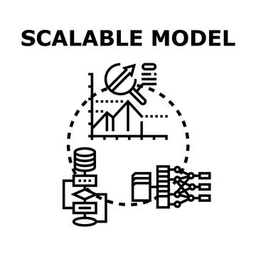 Scalable processing model analyzing data and growth Stock Illustration