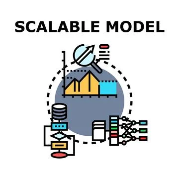 Scalable processing model analyzing data and growth Stock Illustration