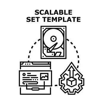 Scalable set template for data management solutions Stock Illustration