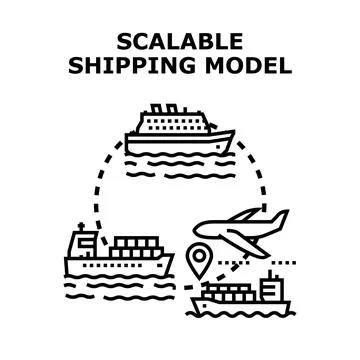 Scalable shipping model distributing cargo and goods Stock Illustration