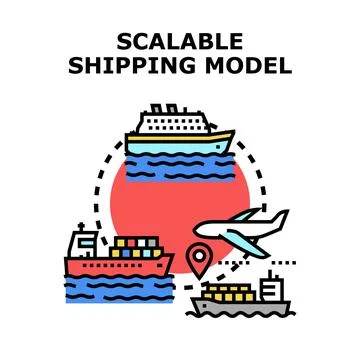 Scalable shipping model distributing cargo and goods Stock Illustration