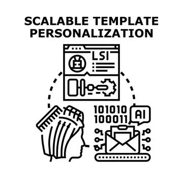 Scalable template personalization and ai automation concept Stock Illustration