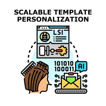 Scalable template personalization and ai automation concept Stock Illustration