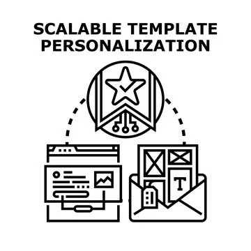 Scalable template personalization process icon illustration Stock Illustration
